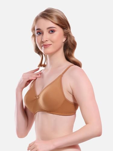 Image of FIMS - Fashion is my style Women Cotton Blend Non-Padded Bra Non-Wired Mould Seamless Cup Solid Bras Cup-B Pack of 1, Multicolor