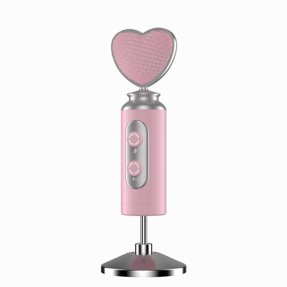 【新品】かわいいピンクのハート型コンデンサーマイク｜USB 卓上 asmr 配信 新品】かわいいピンクのハート型コンデンサーマイク｜USB 卓上
