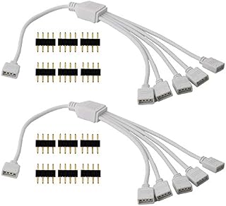 CESFONJER 1 do 5 LED rozdzielacz kabel rozdzielający LED, 4-pinowy rozdzielacz, do 4-pinowych taśm LED SMD 5050 3528 2835 złącze taśm LED, akcesoria LED (2 sztuki/opakowanie)