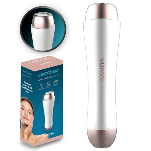 Cecotec Gesichtshaarentferner Bamba FaceCare Smooth, Edelstahlklinge, Passt sich der Haut an, Wasserdicht IPX5, Schutzkappe