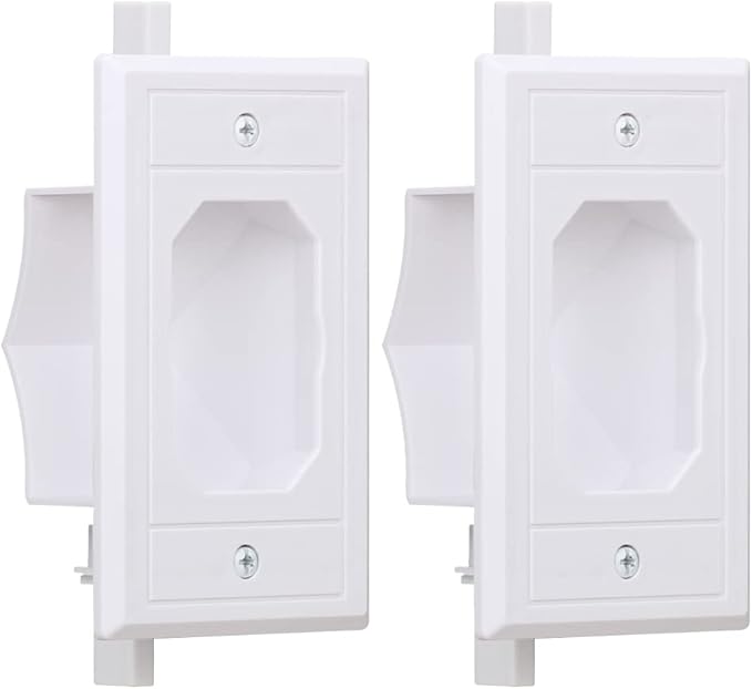 YOEMELY Cable Wall Plate White (2 Pack), Recessed Wall Plate Cable Pass