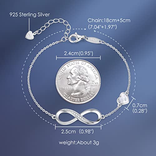 Cde Infinity Heart Birthstone Charm Link Bracelet For Women 925 Sterling Silver Adjustable Mother'S Day Gift Anniversary Jewelry Birthday Gifts For Women Wife Girlfriend Her thumb #4