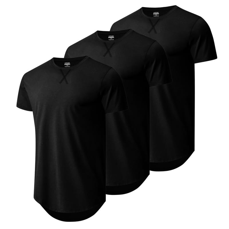 Mancozy Men's 3 Pack Longline Crewneck T-Shirts – Cotton Blend, Long Sleeve, Hip Hop Style - View #11