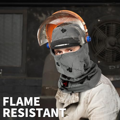 Image of FR Face Mask for Men - Fire Resistant Balaclava Welding Head Cover, 100% Cotton Full Face Hood & Neck Protector