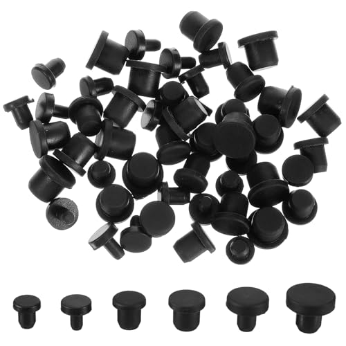 LIQWEI 70 Stück Gummistopfen, 7 Größen Silikon Lochstopfen Schwarz Rund Blindstopfen Knopfloch Endabdeckungen Flexibler Stopfen Für Löcher Mit 4/5.5/6/6.5/7.5/11.5/15/mm Innendurchmesser