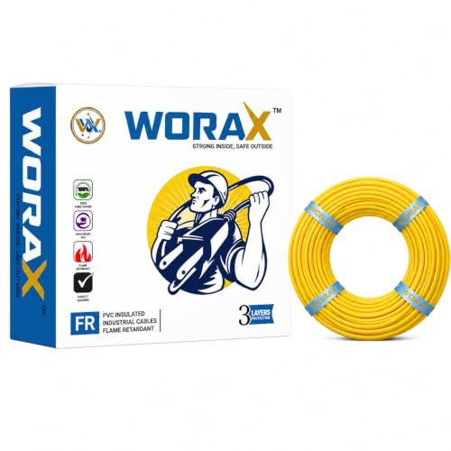 Image of WORAX 1.5 Sq mm Single Core Multi-Strand Yellow Wire (90 Metres) | CCA Switch Loop Conductor | PVC Insulated Flexible Electric Cable