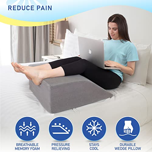 Leg Elevation Pillow With Memory Foam Top - Elevated Leg Rest Pillow For Circulation, Swelling, Kneef - Wedge Pillow For Legs, Sleeping, Reading, Relaxing - Removable Washable Cover (10 Inch) #TOP5
