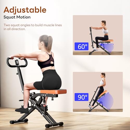 Image of SogesPower Squat Machine for Home Gym, Squat Rowing Machine with Adjustable Resistance and Optional Full Motion, Squat Assist Trainer for Glutes & Legs Workout, Up to 330lbs