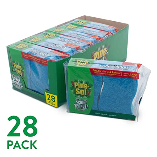 Image of Pine-Sol Non Scratch Scrub Sponges - Double Sided Dish Scrubber Safe for Nonstick Cookware - Kitchen Essentials for Dishwashing and Cleaning, Bulk 28 Pack