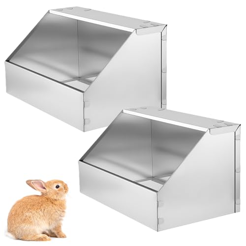 2Pack Rabbit Nesting Box Galvanized Metal Bunny Small Animal Nest with Removable Floor Hutch Hideout for Breeding Durable Easy to Clean Rabbitry Supplies for Rabbits Guinea Pig Small Animals