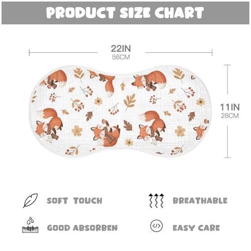 2 Pack Muslin Burp Cloths Squirrel Berries Fall Cotton Baby Burp Cloths Ultra Absorbent Burping Cloth Soft Spit Up Rags for Baby Boys Girls 22"x11"2