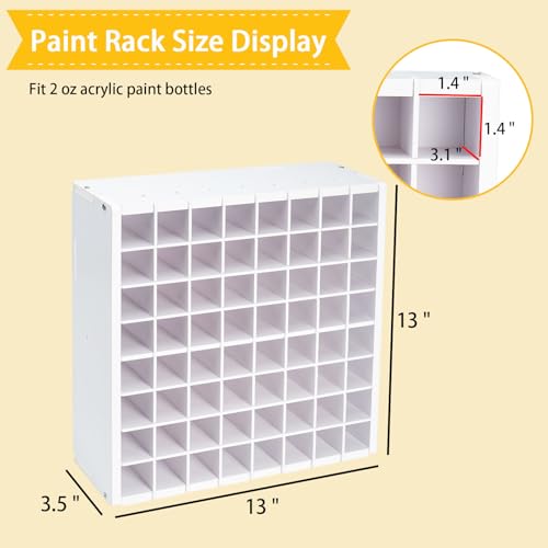 Image of Krafetto 64 Grids Craft Paint Storage Organizer, Wall-mountable Paints Holder, Stackable Paint Bottle Rack Stand for 2oz Acrylic Craft Paints