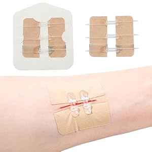 Longmed Emergency Waterproof Wound Closure Strips Butterfly Bandages Stitch Sutures Adhesive Bandages for First Aid Zipper Laceration Repair Without Stitches for Wound Care