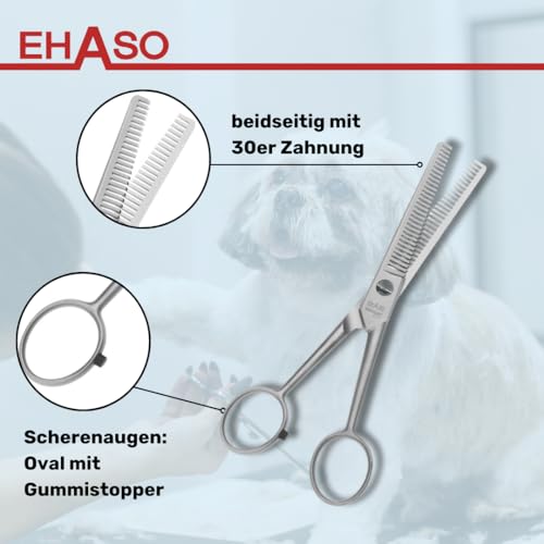 EHASO Hundeschere Effilierschere aus Solingen, 15,5cm 30er Zahnung