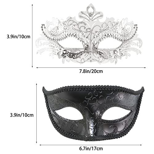 Image of Coddsmz Couple Masquerade Mask Set - Venetian & Mardi Gras Mask for Women & Men