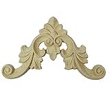 legno intagliato onlay applique, 2 pezzi intaglio del legno decalcomania angolo legno intagliato angolo onlay applique non verniciato cornice decalcomania decorazione mobili decor lavoro falegname (co