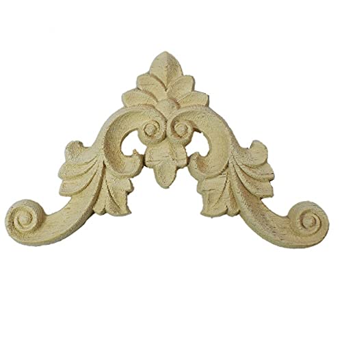 Apliques de madera tallada Onlay de 2 piezas para decorar esquinas de muebles en carpintería 2