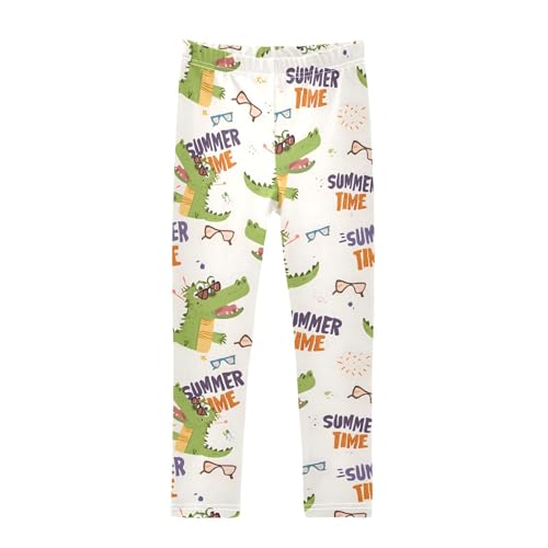 Summer Crocodile Print Girls Leggings Soft Stretch Workout Yoga Dance Pants for Kids Casual Tights