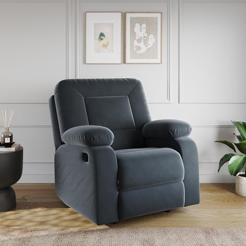 Image of Amazon Brand - Solimo Elysium | Single Seater Sofa Recliner | Manual Recliner (Velvet Grey)
