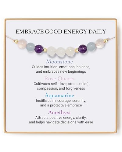 SFPJTL Moonstone Bracelets, Natural Life, Manifestation Gifts, Protection Gift, Positive Energy, Manifest Positivity, Happiness Bracelet Gift for Her