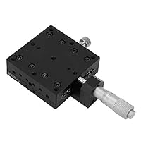 Keenso X Linearversteller SEMX60-AC Mikrometer Manuelle Präzision Linearverstellungstisch Verschiebetrimmung Lagerschiebetisch X-Achse 60x60mm Plattformgröße