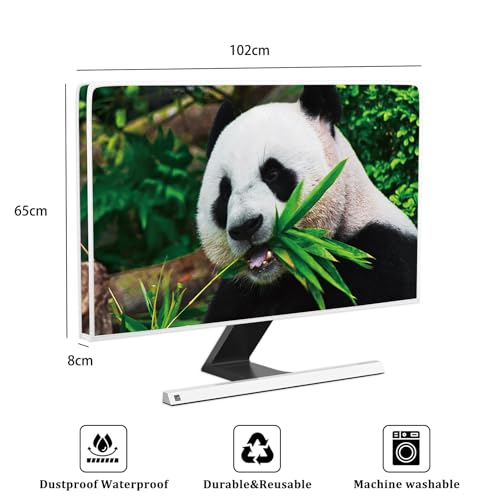 Image of Giant Panda Waterproof Screen TV Dust Covers 40,41,42,43 Inch Panda Eat Bamboo Dust-Proof Anti-Scratch Anti-Static TV Screen Cover Protective for LCD LED PC Desktop and Home Hanging TV