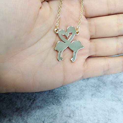 NOUMANDA Romantic Couple Kissing Flamingo Bird Necklace Cute Animal Jewelry3