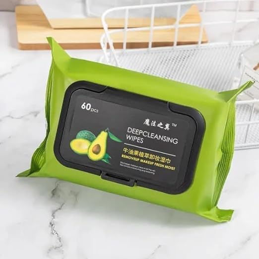 Green Makeup Removing Disposable Wipes makup remover Super Soft Face Wipes face cleaning wipes Super Soft Face Wipes with Gentle Cleansers REMOVING DISPOSABLE WIPES (60 pcs)-image-13
