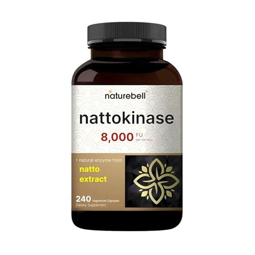 NatureBell Nattokinase - 240 Capsules - 8 000 FU Max Strength from Fermented Natto Extract - for Heart Health Healthy Circulation & Daily Wellness Support*