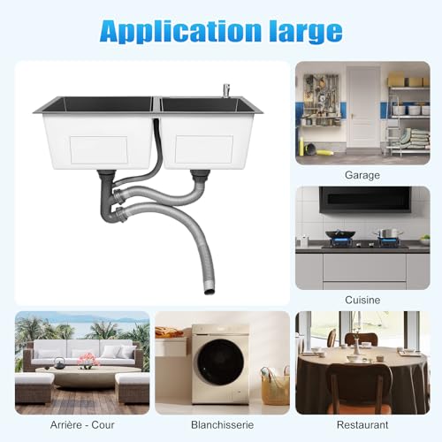 Fregadero doble empotrable de 78 x 43 cm con dosificador de jabón para mueble de cocina 6