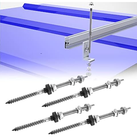 NEYOMID Solar Panel Roof Fixings Bolts,Stainless Steel Solar Panel Mounting Bolts,Durable Solar Panel Hanger Bolts,Solar Roof Fasten Bolts For Photovoltaic Solar Mounting On Building Roofs,M10x200mm Cover