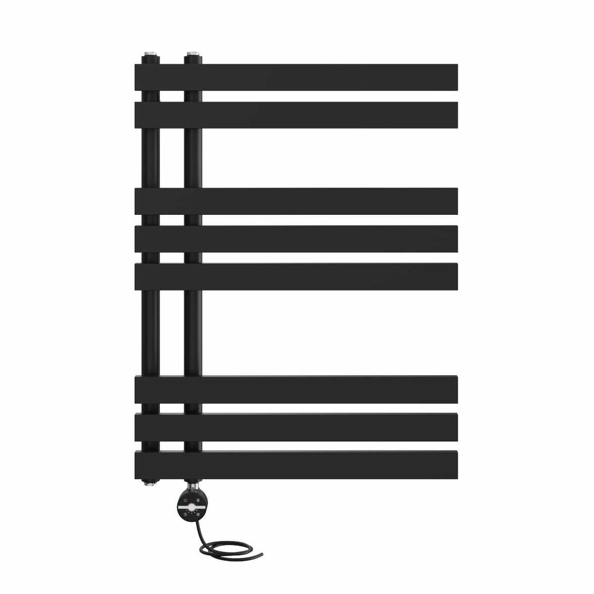NRG Prefilled Designer Electric Heated Towel Rail Radiator Black Thermostatic Bathroom Warmer with Touch Screen Display 800x600mm - 500 Watt