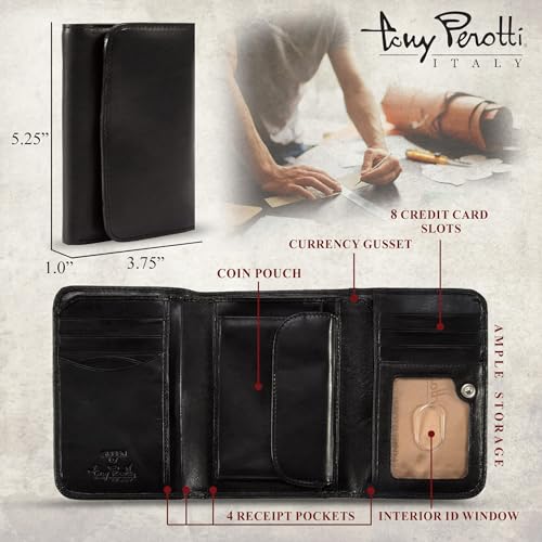 Tony Perotti Italian Men's Wallet With Coin Pocket - Trifold Wallets for Men With Change Pocket - Eco-Friendly Tanned Full Grain Leather Wallet Made in Italy2