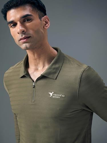 Image of TECHNOSPORT Men's Slim Fit Full Sleeve Polo T-Shirt with Collar, MATPIQ Quick Dry Moisture Wicking Polo Tee for Gym Sports Golf and Casual Wear
