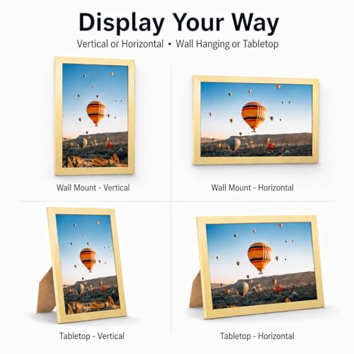 Image of JCJMY 4x5 Picture Frame Gold for Wall Hanging or Tabletop, Wall Mounting Horizontally or Vertically, 4 x 5 Wall Gallery Poster Photo Frame with Shatter Resistant Plexiglass, Gold