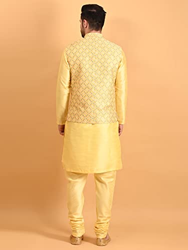 Image of Uri and MacKenzie Men's Silk Blend Kurta Pajama with Designer Ethnic Nehru Jacket /Modi Jacket