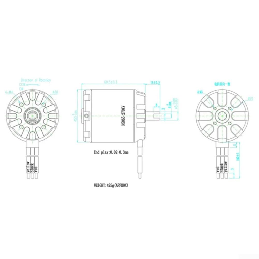Moteur de skateboard sans balais 24 V Capteur 1800 W 270 KV