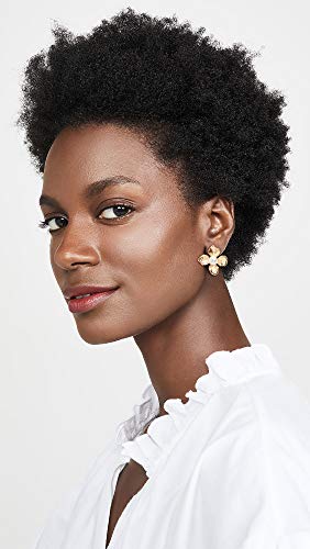 Kenneth Jay Lane Satin Gold Flower Clip-On Earrings (Pearl Center)3