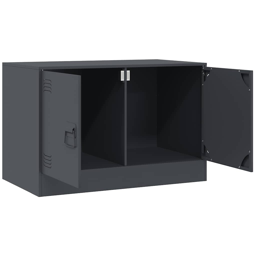 TV-Schränke 2 STK. Anthrazit aus kaltgewalztem Stahl 67x39x44 cm, 2 Fächer, 2 Metallgriffe, 70 kg Tragkraft je Stück, platzsparend für Wohnzimmer, Gaming und Heimkino
