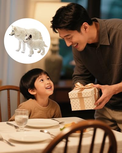 Image of 2PCS Wolf Toy, Arctic Wolf Figurine for Kids and Animal Lovers, Educational Animal Model for Cognitive Learning and Parent-Child Interaction, Collectible Wolf Statue for Home Decor