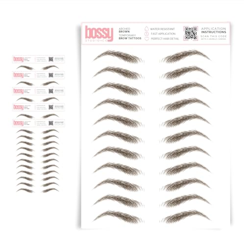 5 Pack Temporary Eyebrow Tattoos Waterproof Eyebrow Stickers, False Tattoos Hair Like Peel Off Instant Transfer Brows For Women And Men | Natural Strokes, Shaping (arched, brown)
