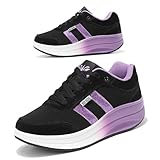 RUIDENG Womens Work Shoes for Standing All Day | Platform Wedge Sneakers for Women On A Cloud | 2 Inch Thick Rocker Bottom Gradient Black Purple Size 9.5