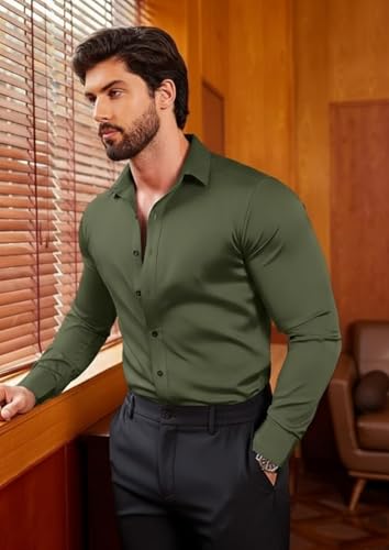 Image of Combo of Men's Premium Satin Cotton Shirt with Full Sleeves & Spread Collar | Smooth Finish | Slim Fit | Stylish Button Down Shirt for Evening, Casual Pack of 2