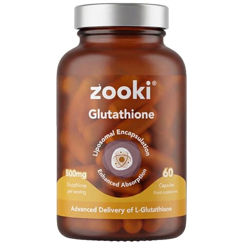 Image of Zooki Liposomal Glutathione 500mg Capsules, High Absorption Glutathione Supplement, Immune & Liver Support, Antioxidant Skin & Energy Support, Vegan Glutathione Tablets, 60 Capsules 30 Servings