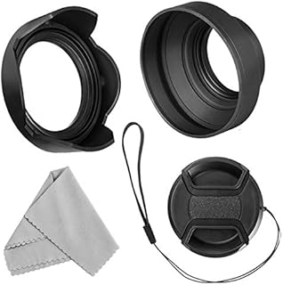 58mm Lens Hood Compatible with EOS 77D 80D 90D Rebel T8i T7 T7i T6i T6s T6 SL2 SL3 DSLR Cameras with Canon EF-S 18-55mm f/3.5-5.6 Lens and Select Nikon Lenses