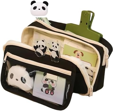 Bolivia's Kalemlik, 10 Adet Büyük Kapasiteli Panda Desenli Fermuarlı Kutu Seti, Okul ve Ofis Malzemeleri İçin Şık ve Dayanıklı Çözüm - Görsel 1