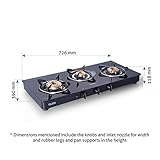 Glen 3 Burner Gas Stove Auto Ignition with SS Drip Tray (CT3B73BLBBAI Cooktop, Black)