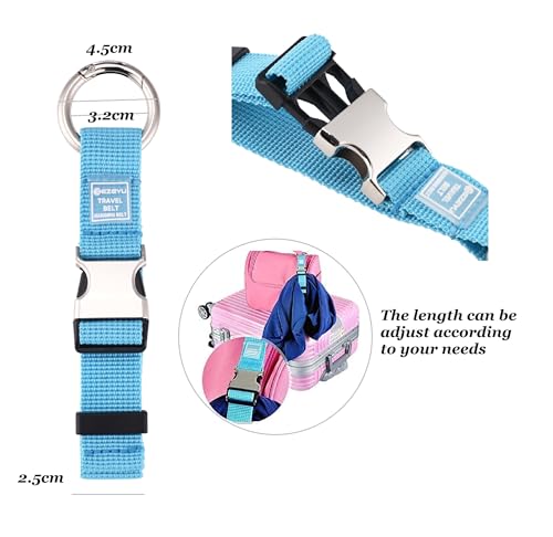 Image of 2PCS Heavy Duty Add a Bag Luggage Strap Jacket Gripper,Carry-on Baggage Suitcase Straps Belts Travel Accessories (Black /Blue)