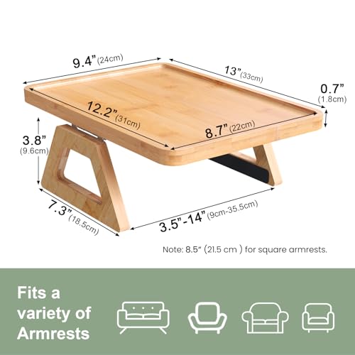Plateau Canapé Bambou avec Pince Réglable 33 cm Fibogollo