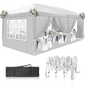 DOINUO 10x20 White Pop Up Canopy Tent Heavy Duty with 6 sidewalls Commercial Outdoor Party Tent Event Wedding Tents Instant Canopy Gazebo with Carry Bag UPF 50+ Waterproof Adjustable Height